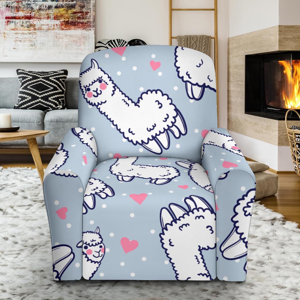 Llama Pattern Print Recliner Cover-grizzshop