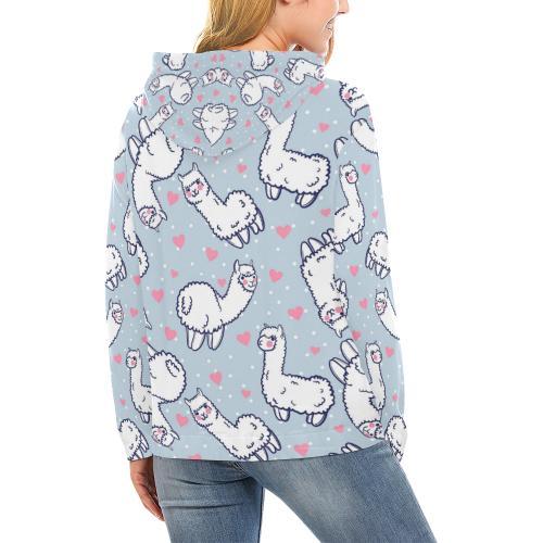 Llama Pattern Print Women Pullover Hoodie-grizzshop