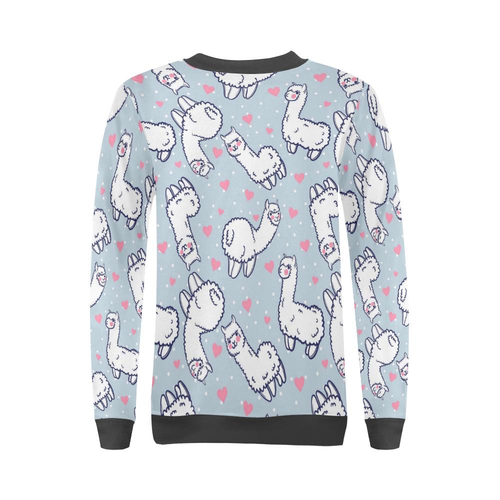 Llama Pattern Print Women's Sweatshirt-grizzshop