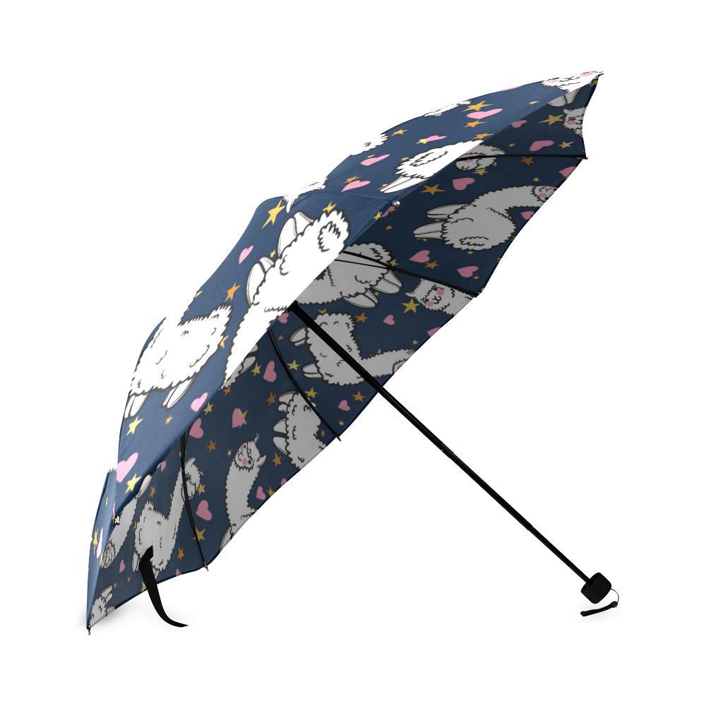 Llama Print Pattern Foldable Umbrella-grizzshop