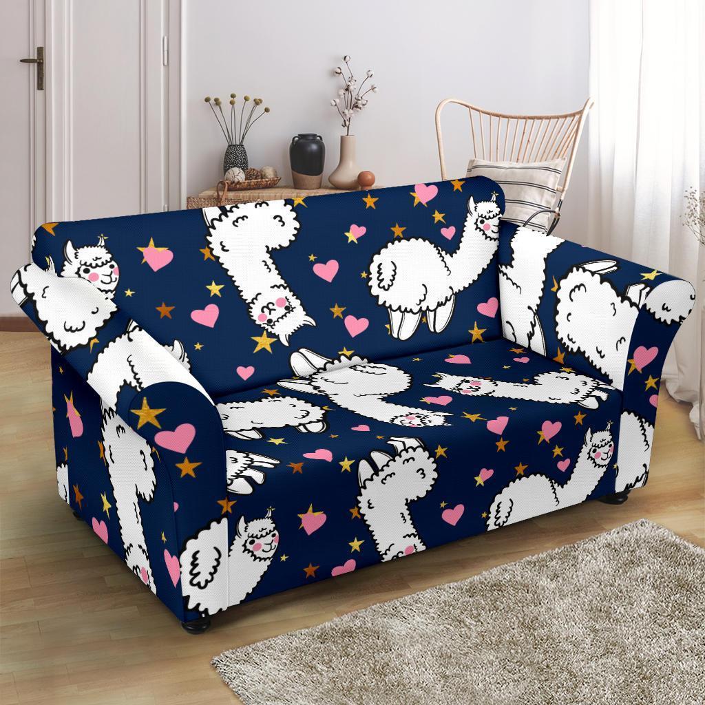 Llama Print Pattern Loveseat Cover-grizzshop