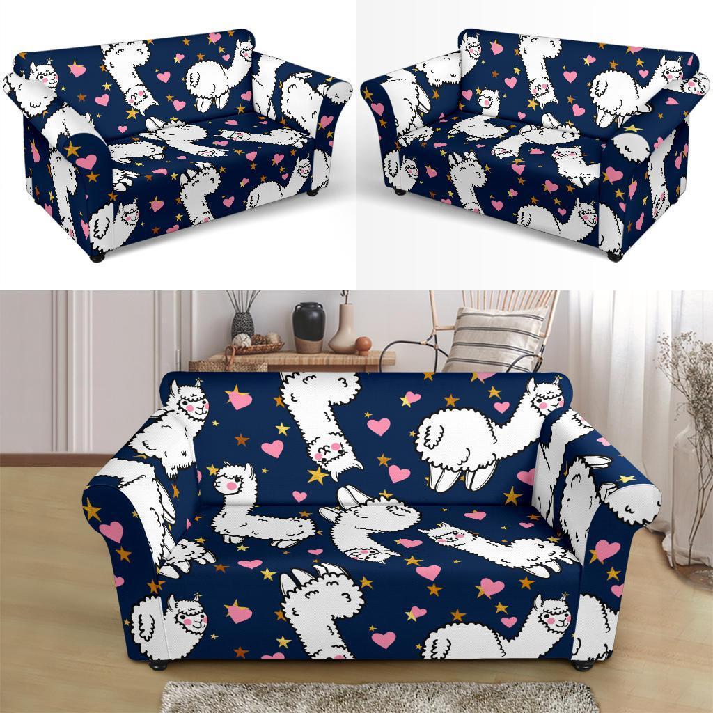 Llama Print Pattern Loveseat Cover-grizzshop