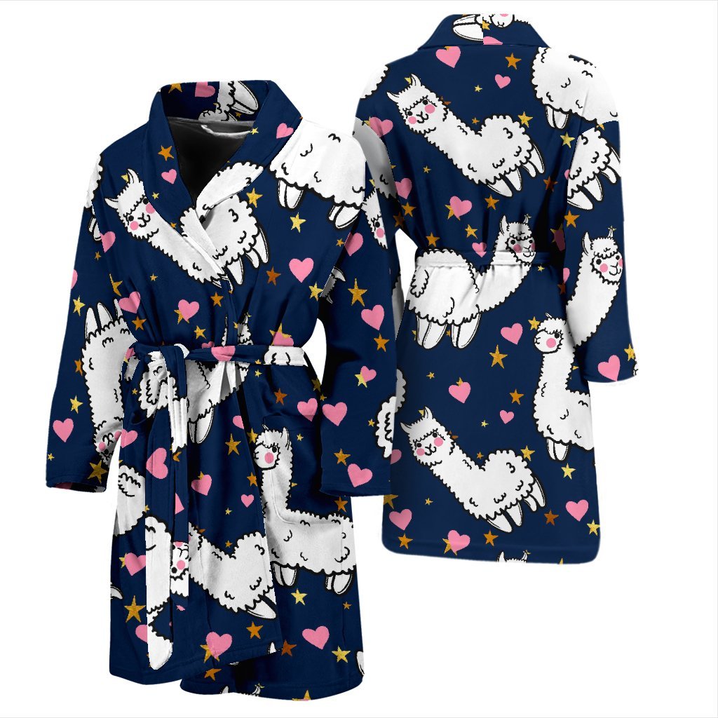 Llama Print Pattern Men Long Robe-grizzshop