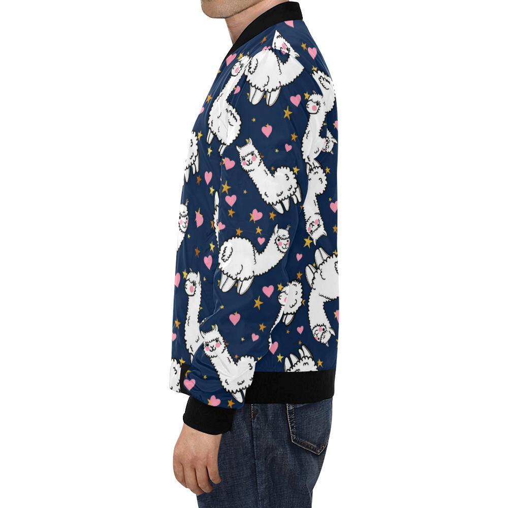 Llama Print Pattern Men's Bomber Jacket-grizzshop