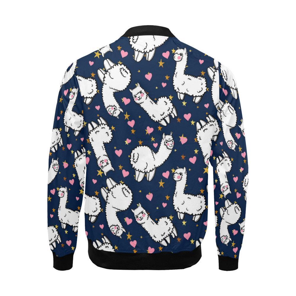 Llama Print Pattern Men's Bomber Jacket-grizzshop