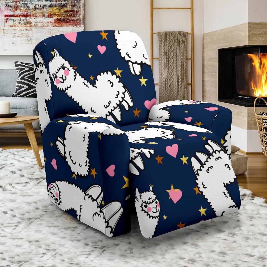 Llama Print Pattern Recliner Cover-grizzshop