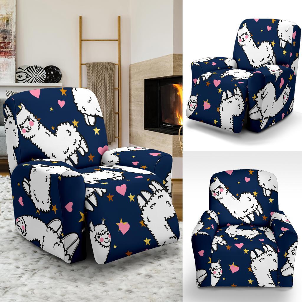 Llama Print Pattern Recliner Cover-grizzshop