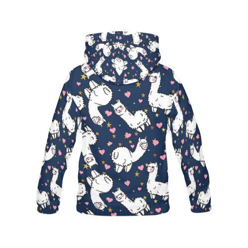 Llama Print Pattern Women Pullover Hoodie-grizzshop