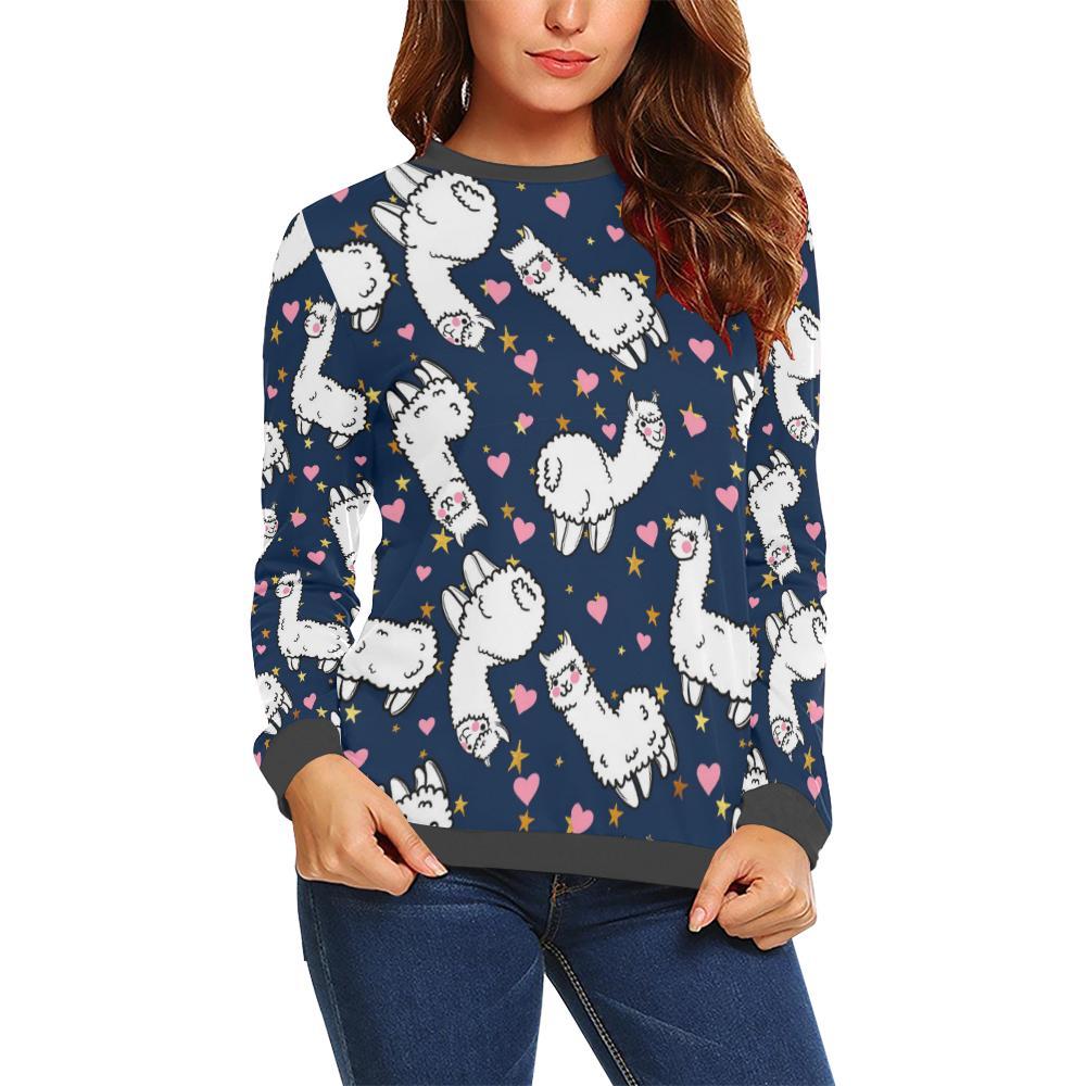 Llama Print Pattern Women's Sweatshirt-grizzshop