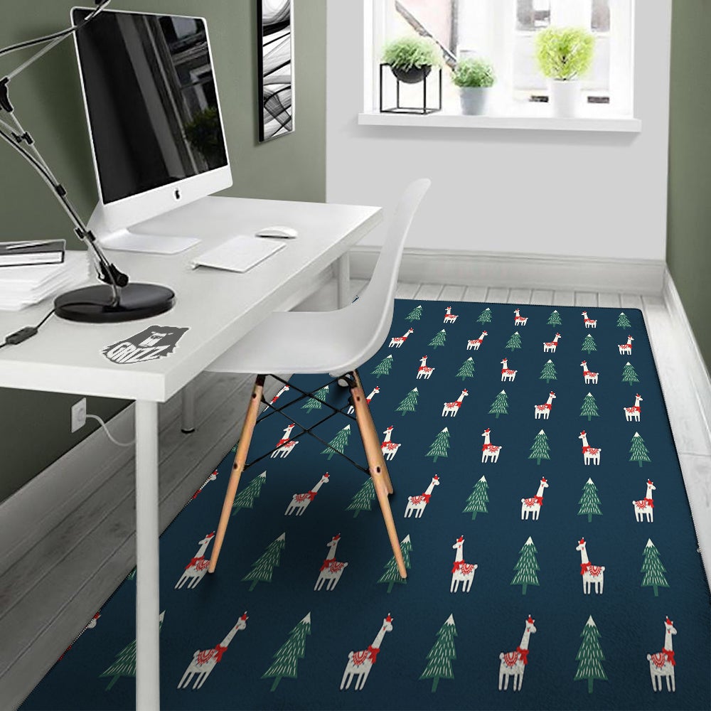 Llama Xmas Print Pattern Floor Mat-grizzshop