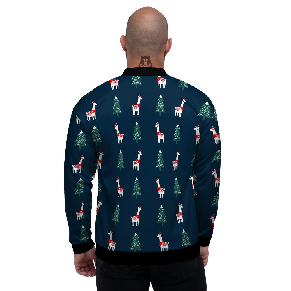 Llama Xmas Print Pattern Men's Bomber Jacket-grizzshop