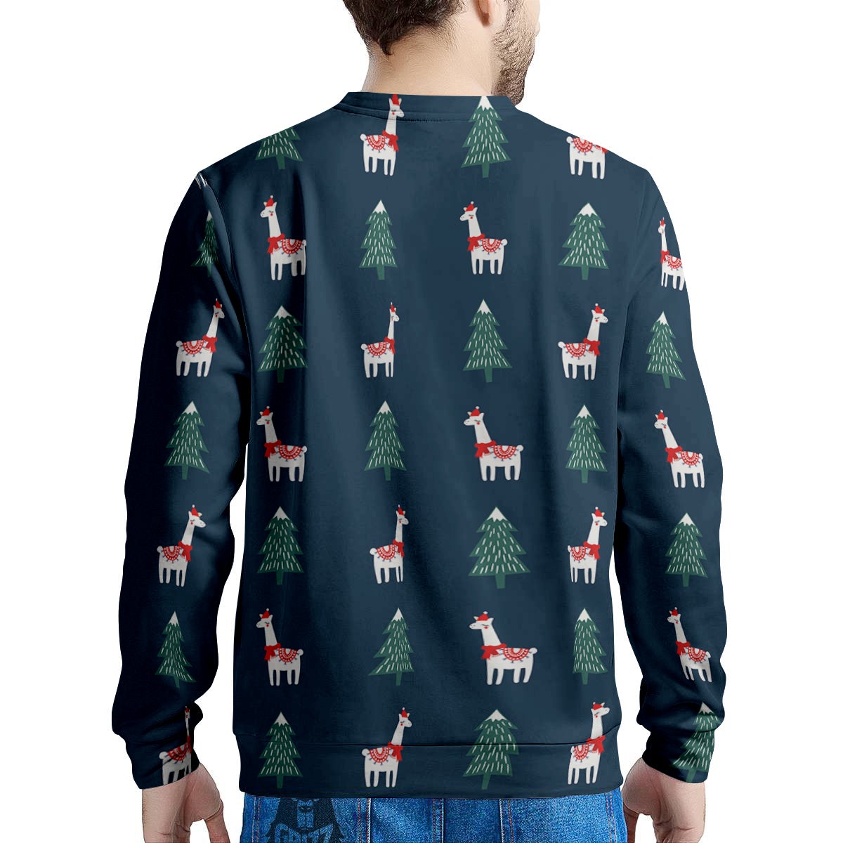 Llama Xmas Print Pattern Men's Sweatshirt-grizzshop