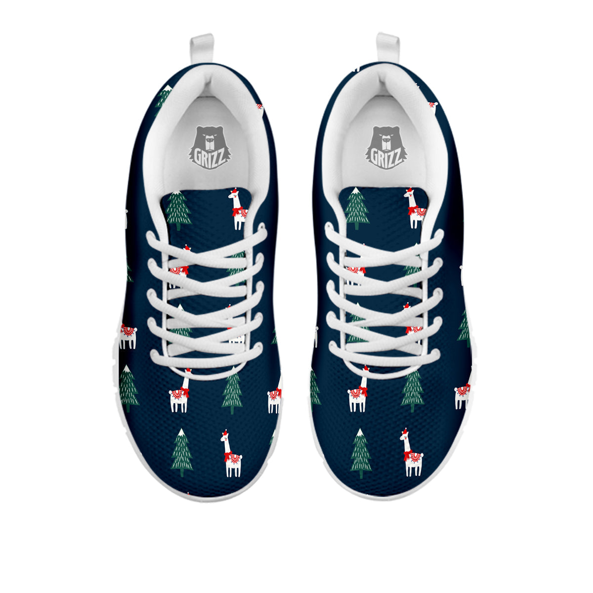 Llama Xmas Print Pattern White Sneaker-grizzshop