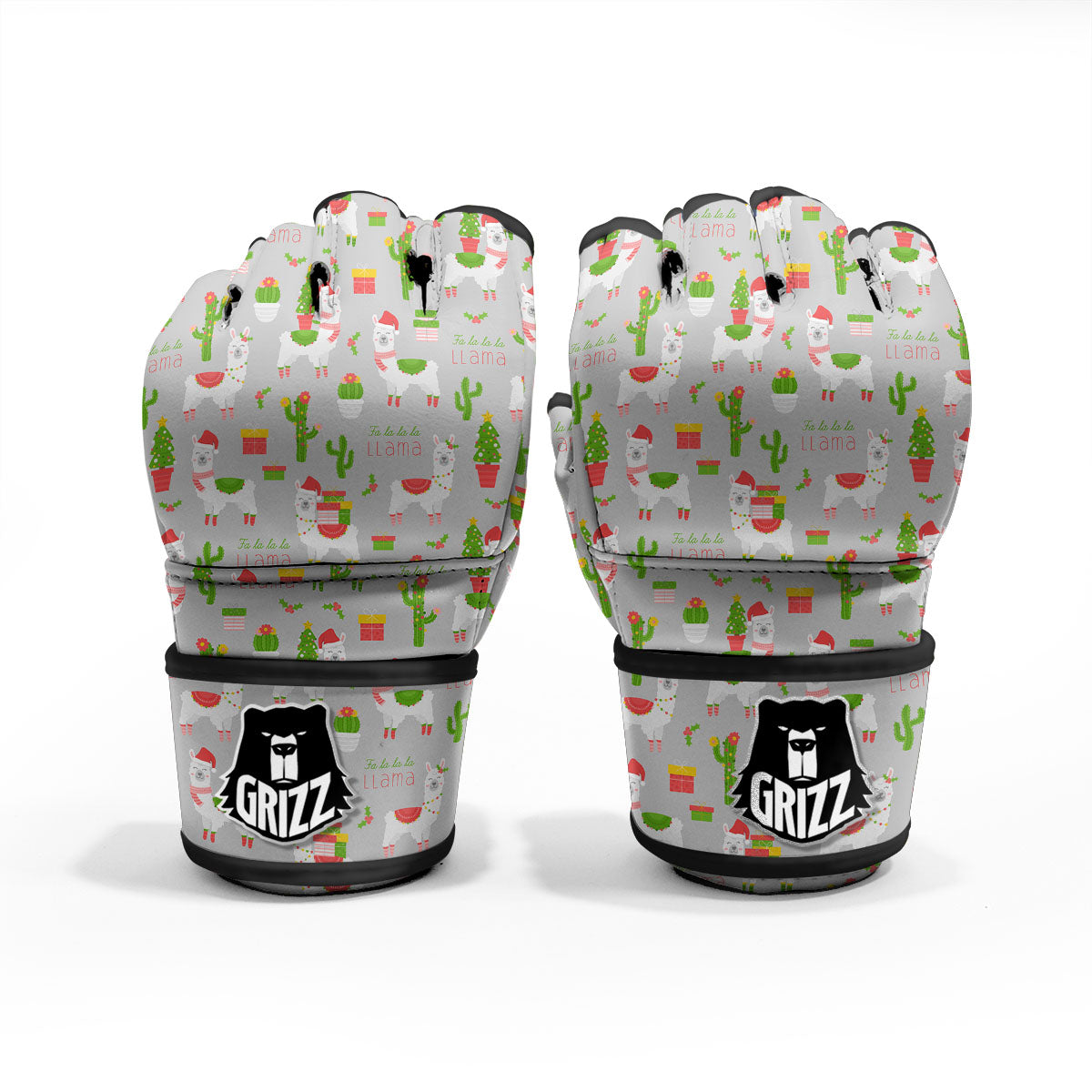 Llama Xmas Santa Claus Print Pattern MMA Gloves-grizzshop