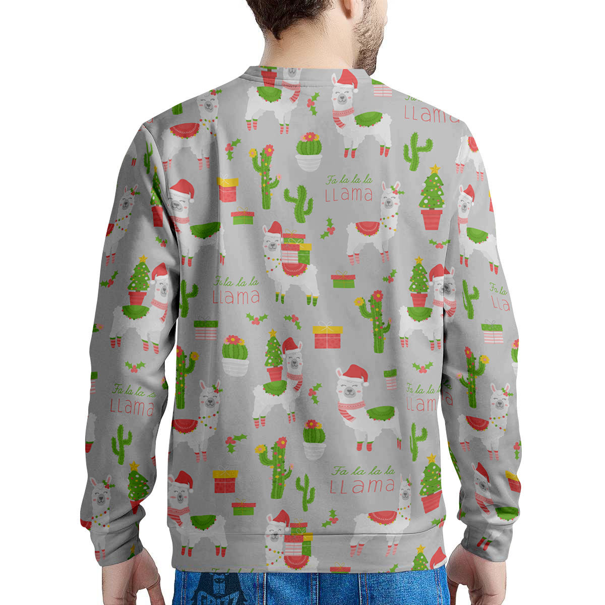 Llama Xmas Santa Claus Print Pattern Men's Sweatshirt-grizzshop