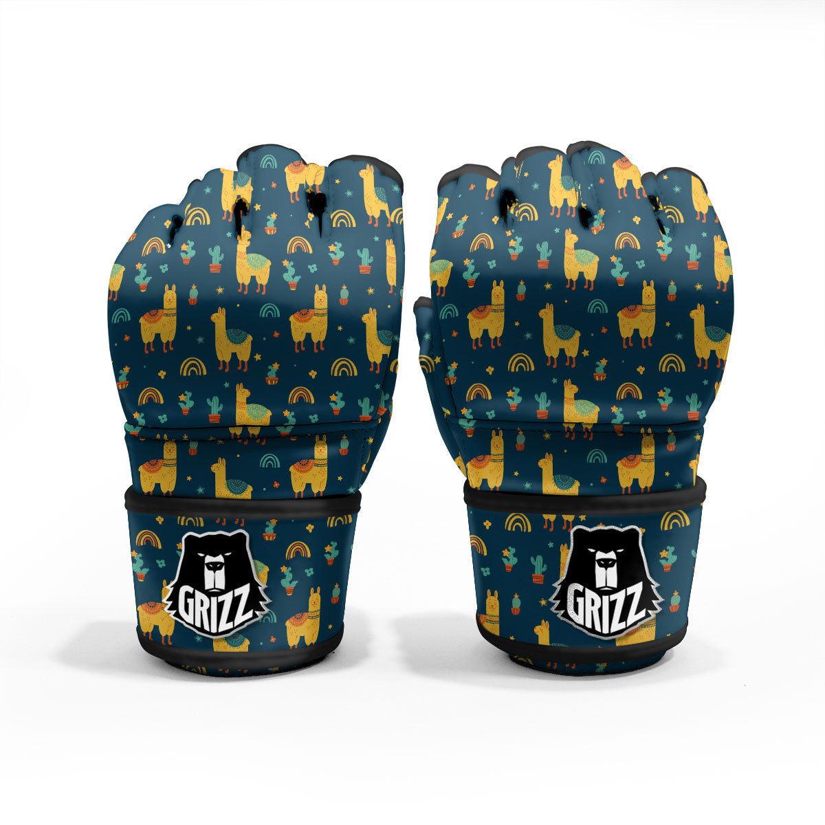 Llama Yellow Print Pattern MMA Gloves-grizzshop