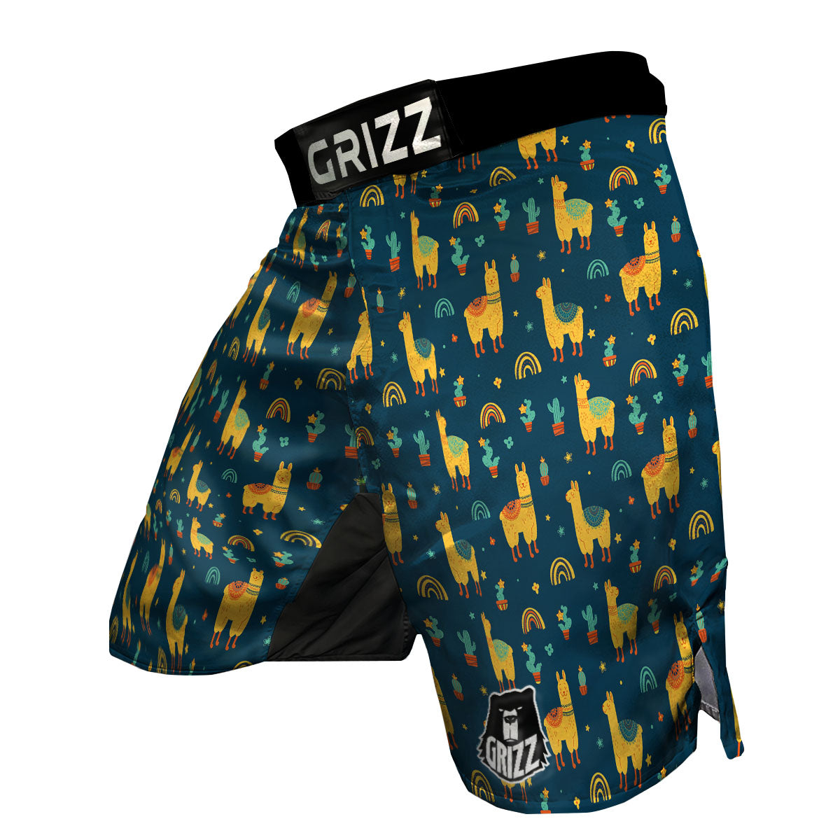 Llama Yellow Print Pattern MMA Shorts-grizzshop