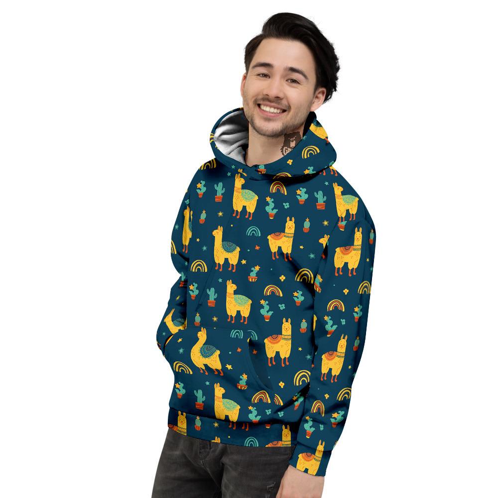 Llama Yellow Print Pattern Men's Hoodie-grizzshop