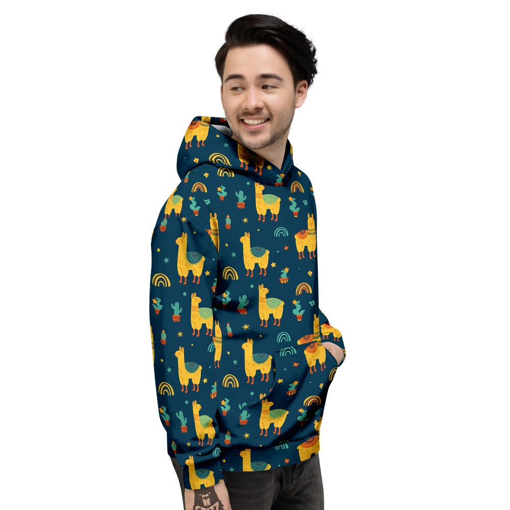 Llama Yellow Print Pattern Men's Hoodie-grizzshop