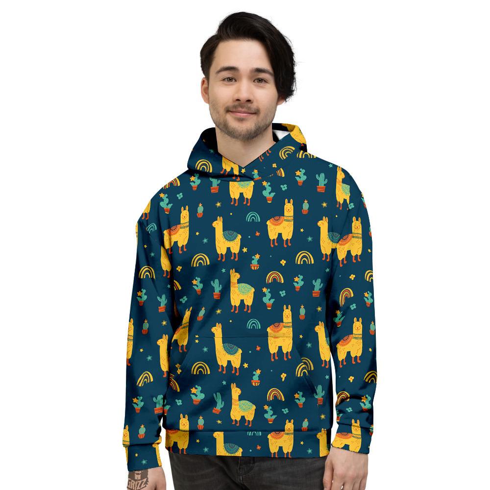 Llama Yellow Print Pattern Men's Hoodie-grizzshop