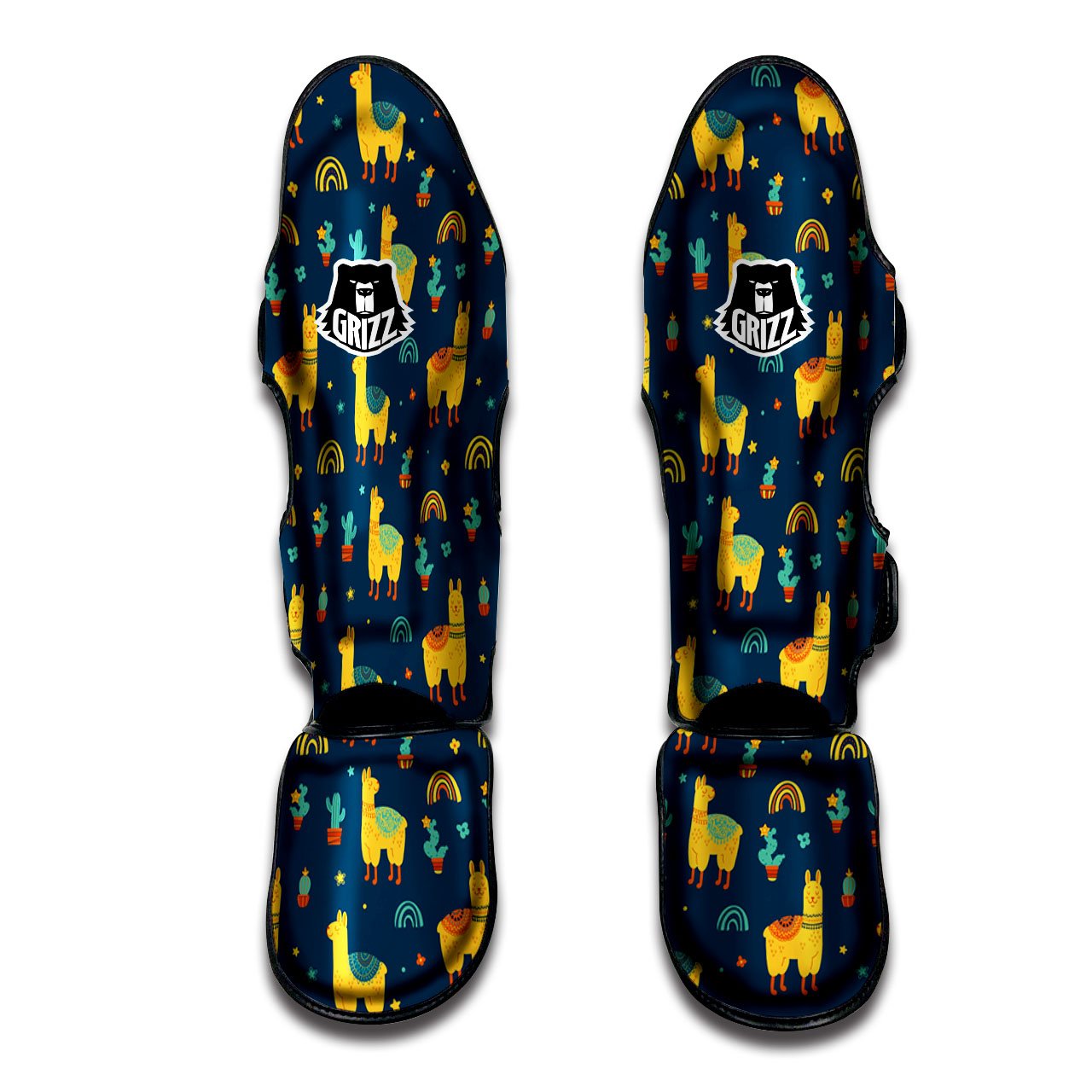 Llama Yellow Print Pattern Muay Thai Shin Guards-grizzshop