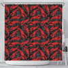 Lobster Black Pattern Print Bathroom Shower Curtain-grizzshop