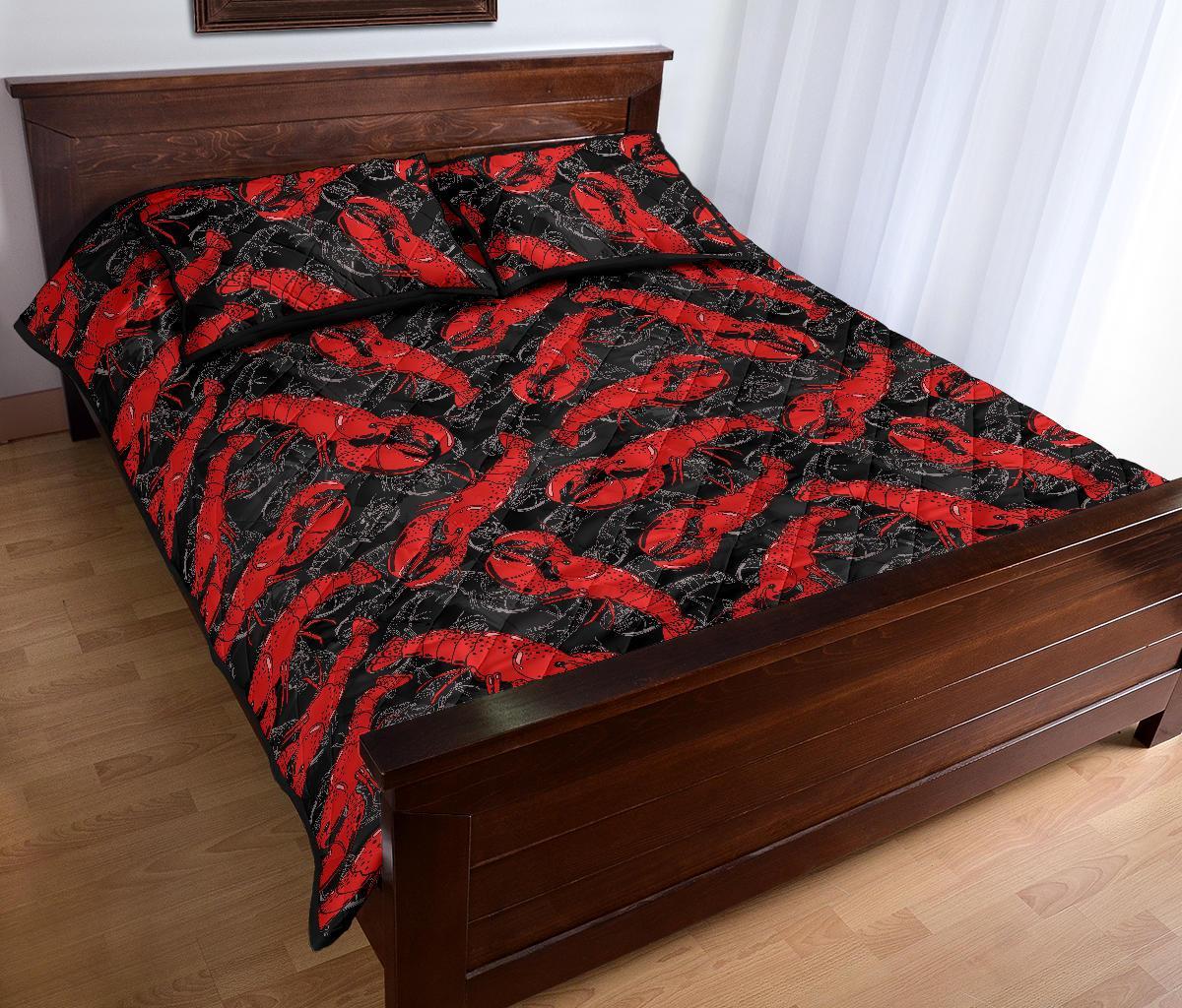 Lobster Black Pattern Print Bed Set Quilt-grizzshop