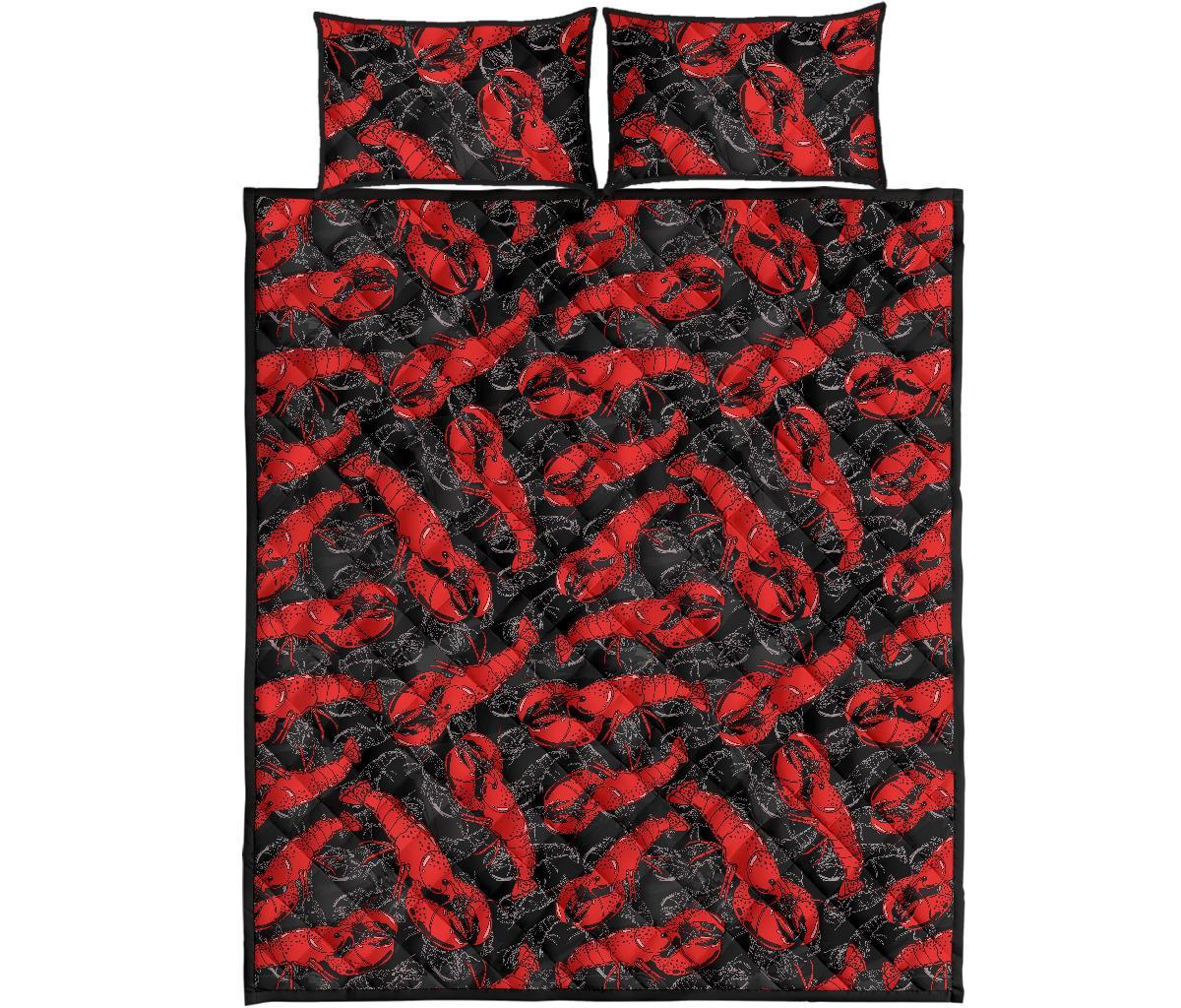 Lobster Black Pattern Print Bed Set Quilt-grizzshop