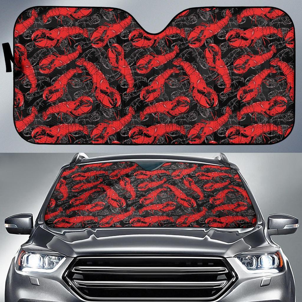Lobster Black Pattern Print Car Sun Shade-grizzshop