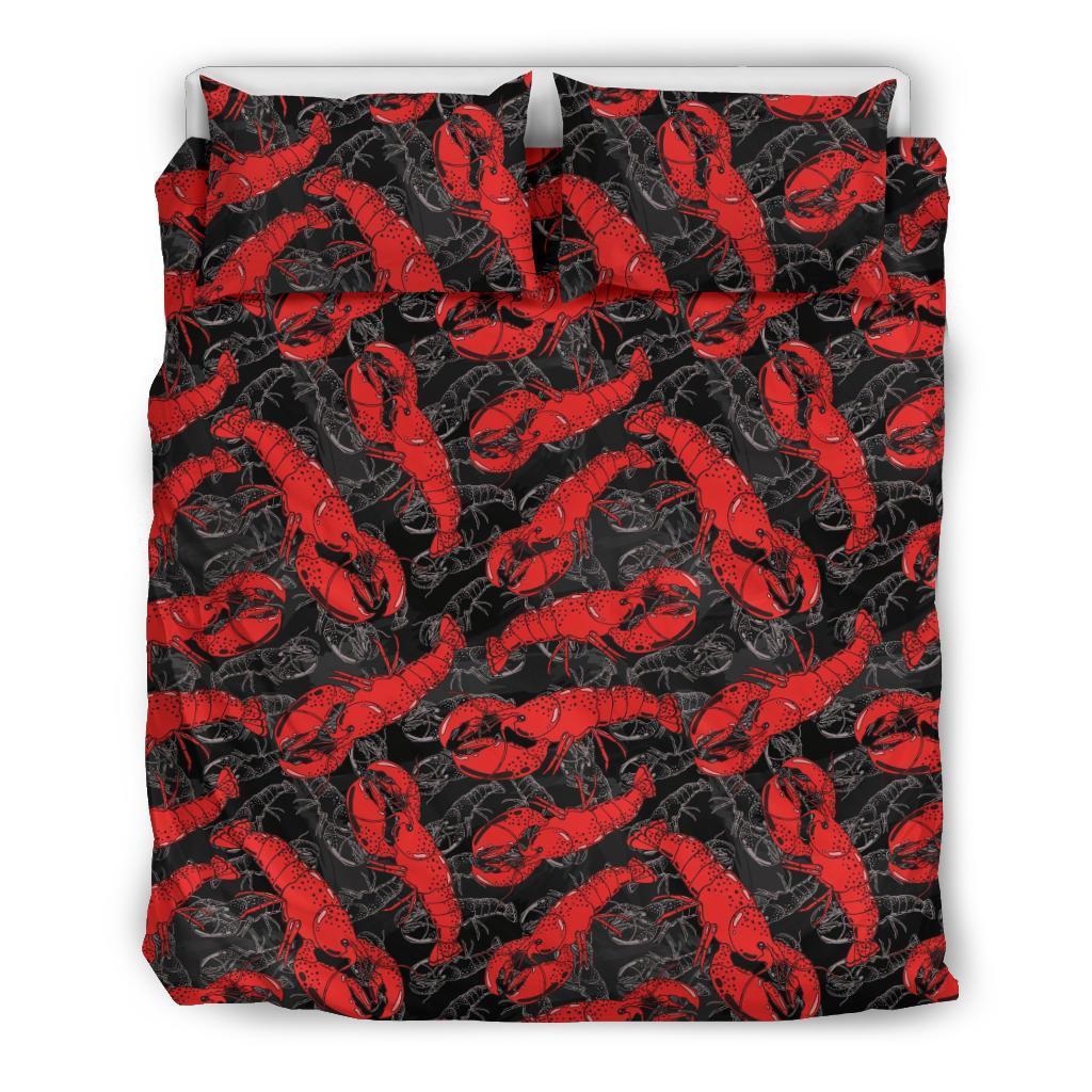 Lobster Black Pattern Print Duvet Cover Bedding Set-grizzshop