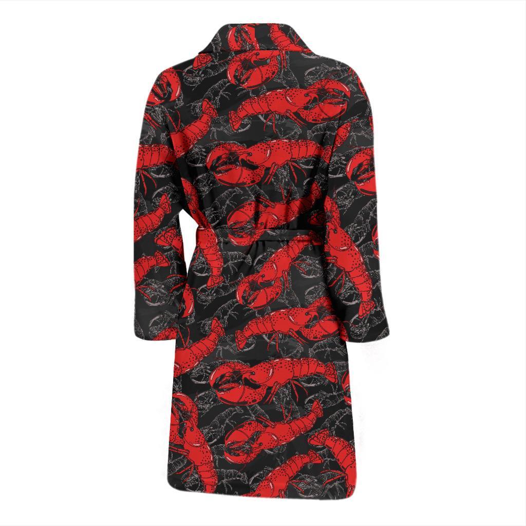 Lobster Black Pattern Print Men Long Robe-grizzshop