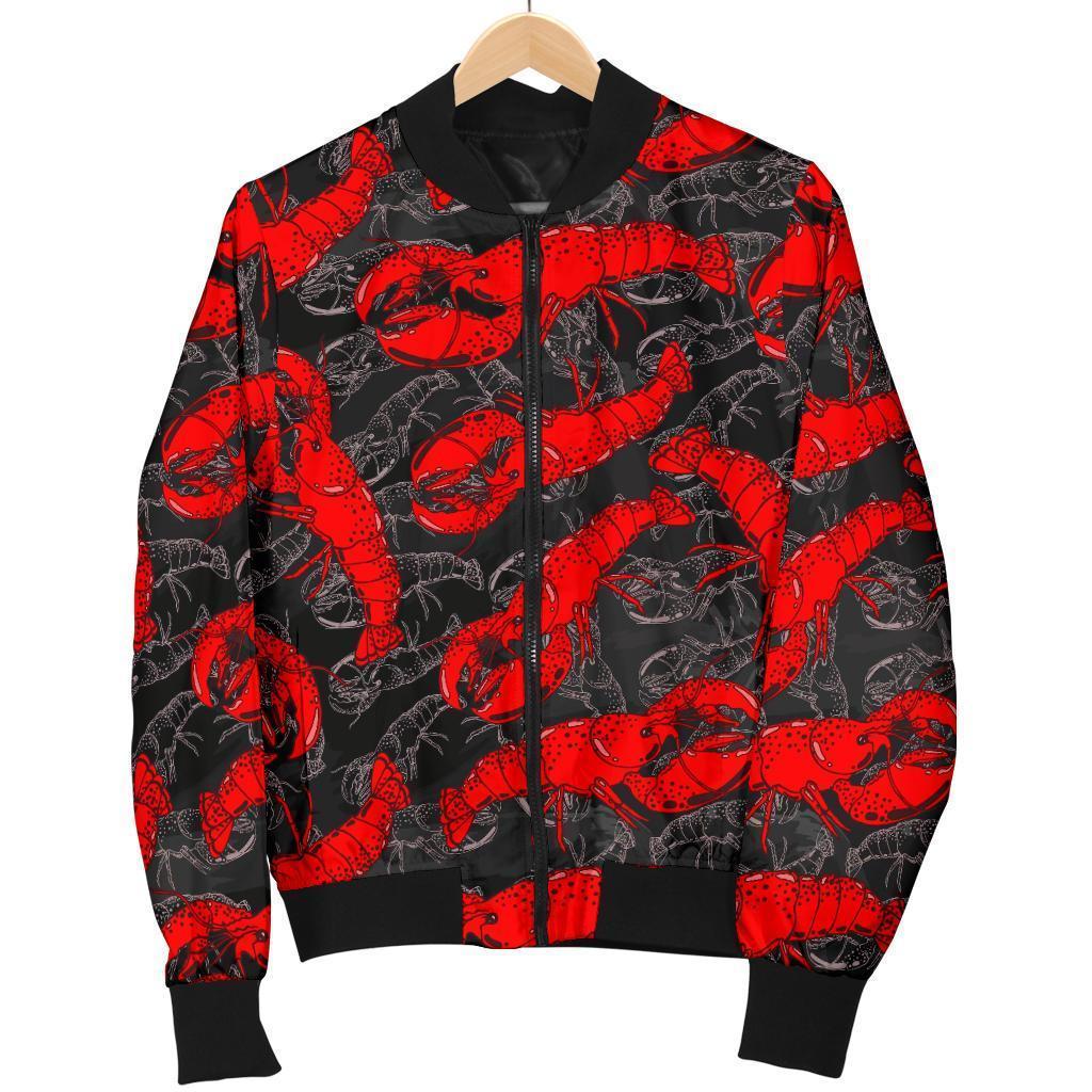 Lobster Black Pattern Print Men's Bomber Jacket-grizzshop