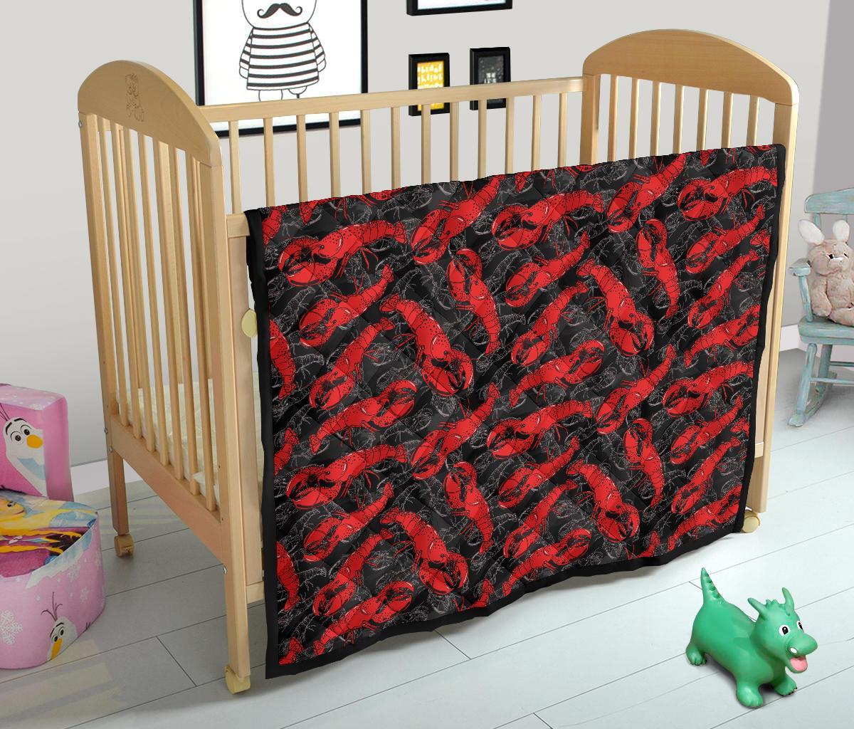 Lobster Black Pattern Print Quilt-grizzshop