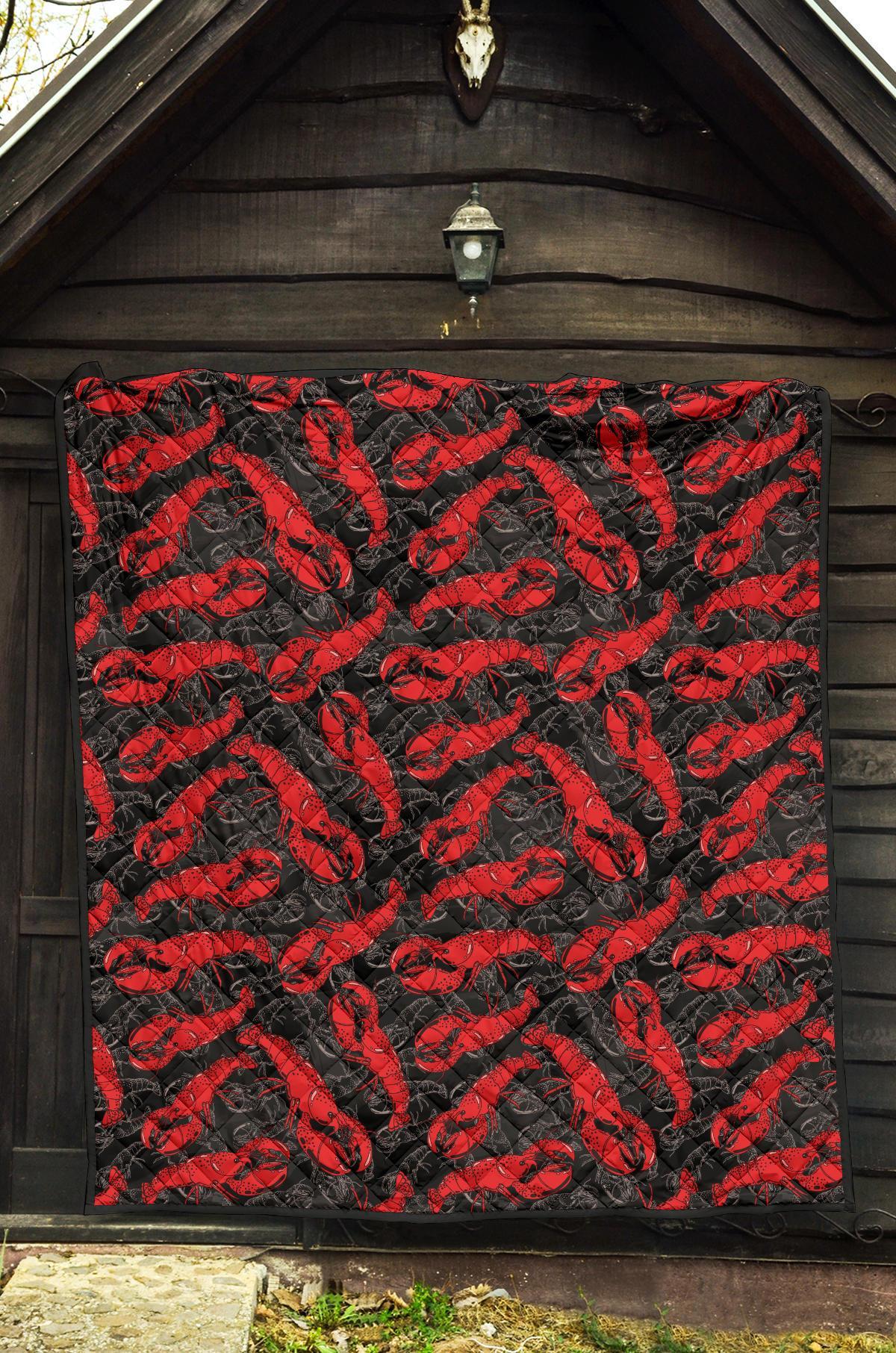 Lobster Black Pattern Print Quilt-grizzshop