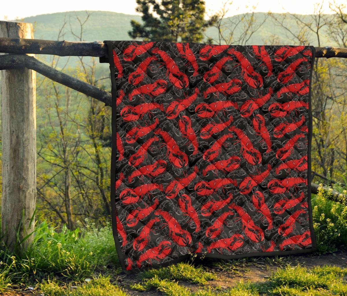 Lobster Black Pattern Print Quilt-grizzshop