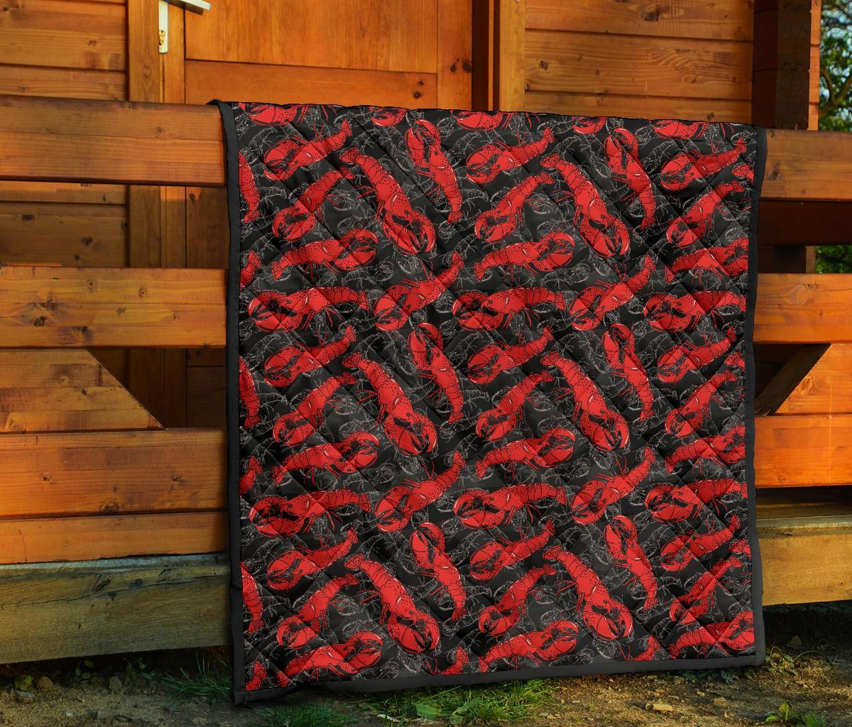 Lobster Black Pattern Print Quilt-grizzshop