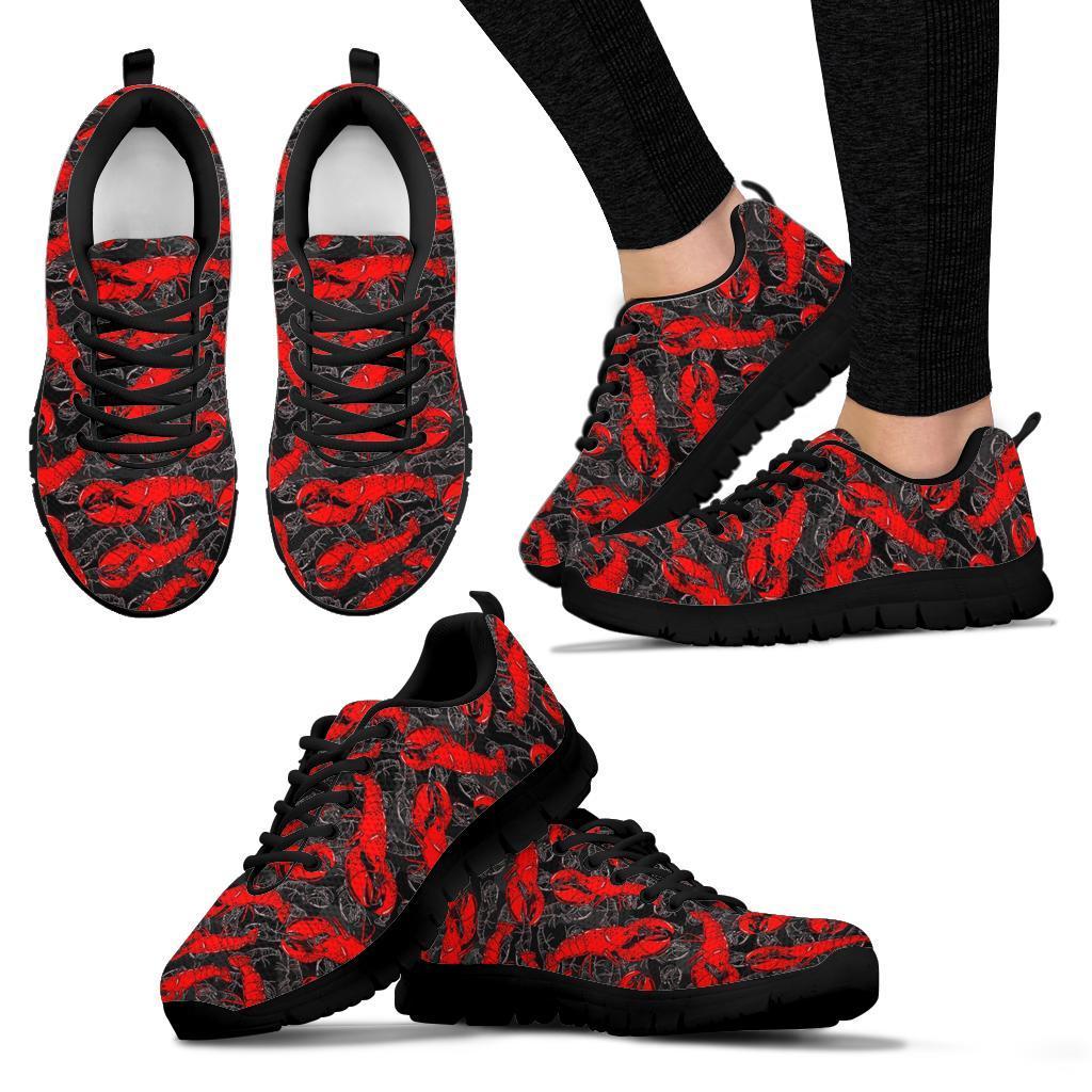 Lobster Black Pattern Print Sneaker Shoes For Men Women-grizzshop