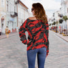 Lobster Black Pattern Print Women Off Shoulder Sweatshirt-grizzshop