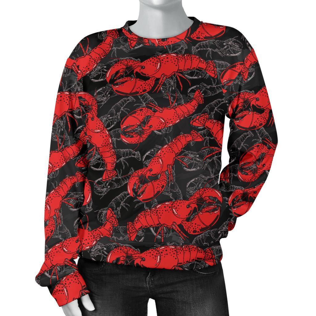 Lobster Black Pattern Print Women's Sweatshirt-grizzshop