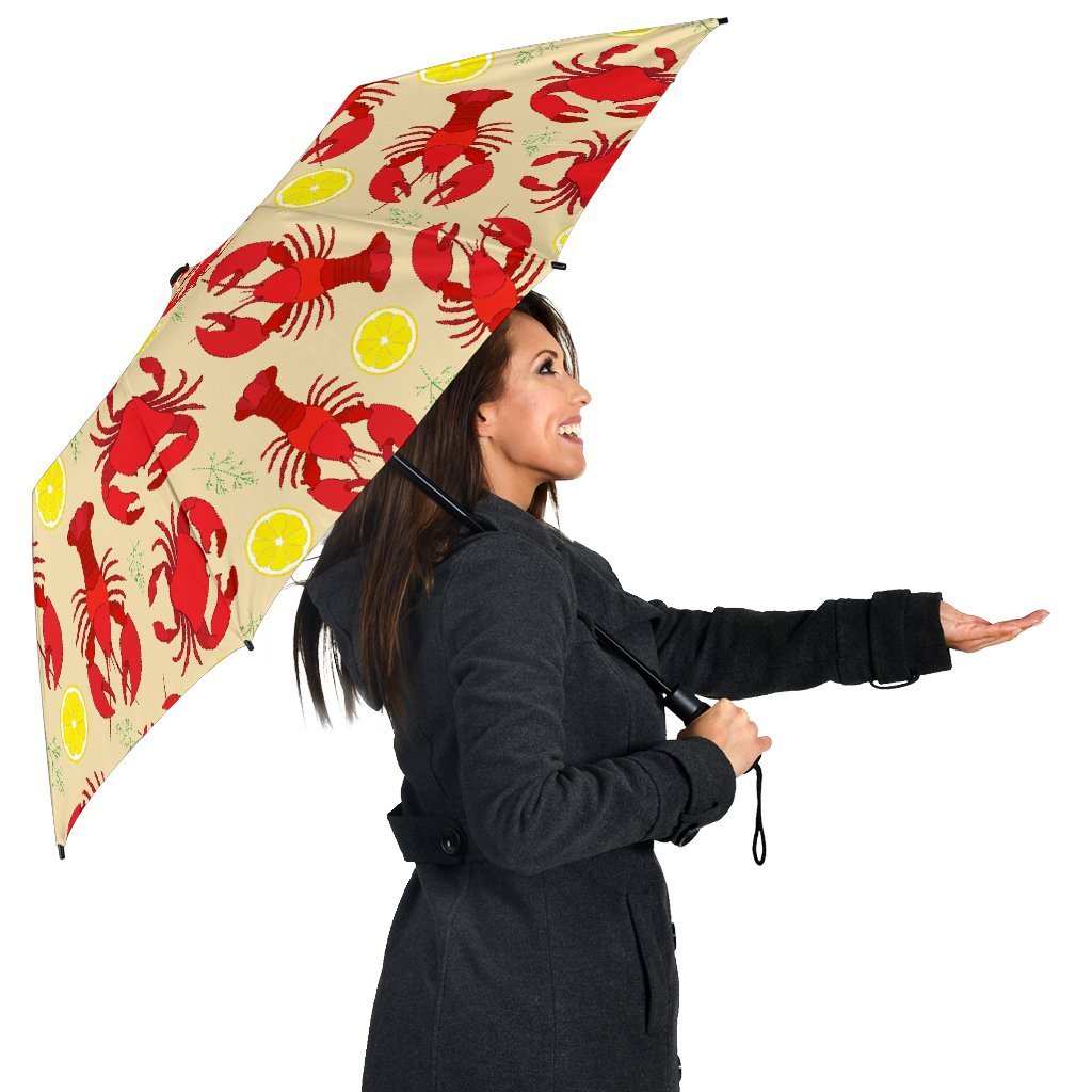 Lobster Crab Pattern Print Automatic Foldable Umbrella-grizzshop