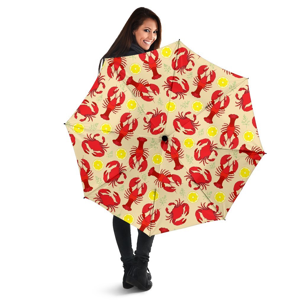 Lobster Crab Pattern Print Automatic Foldable Umbrella-grizzshop