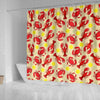 Lobster Crab Pattern Print Bathroom Shower Curtain-grizzshop