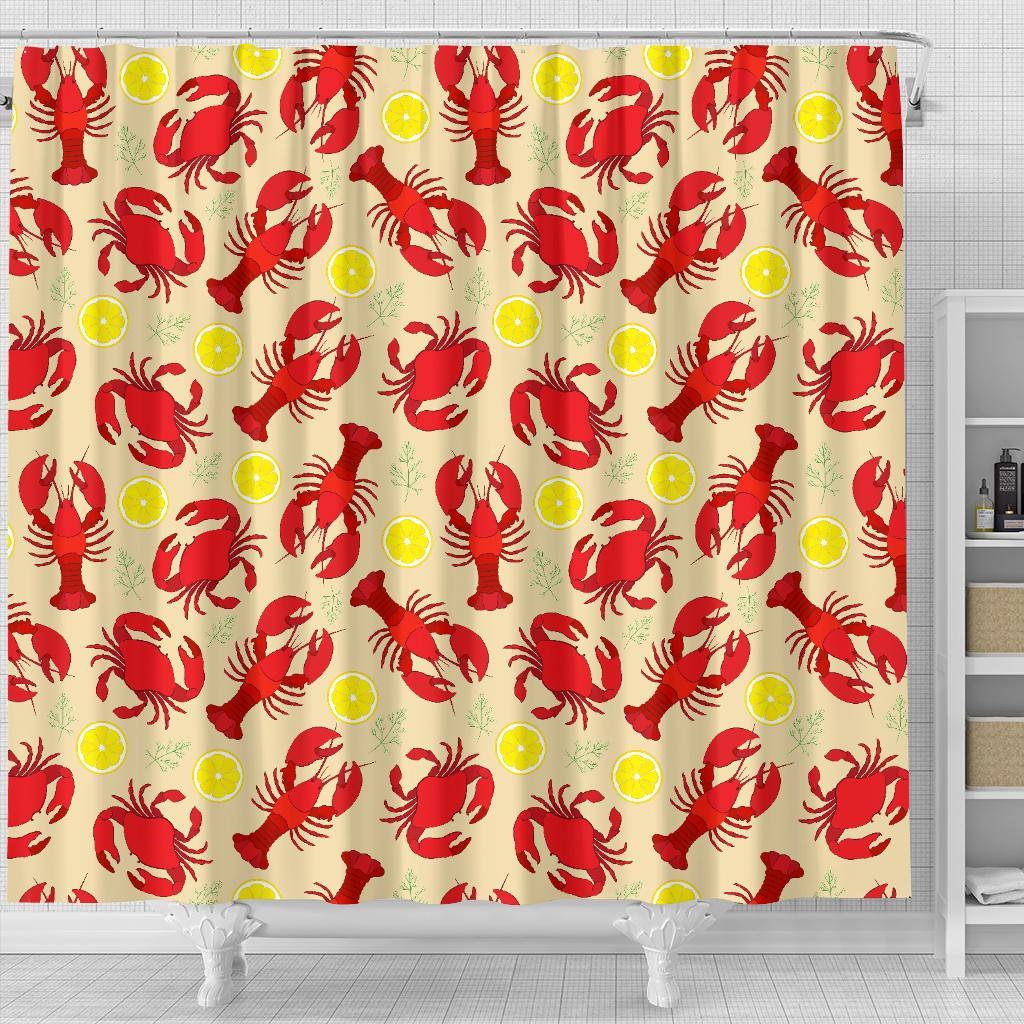 Lobster Crab Pattern Print Bathroom Shower Curtain-grizzshop