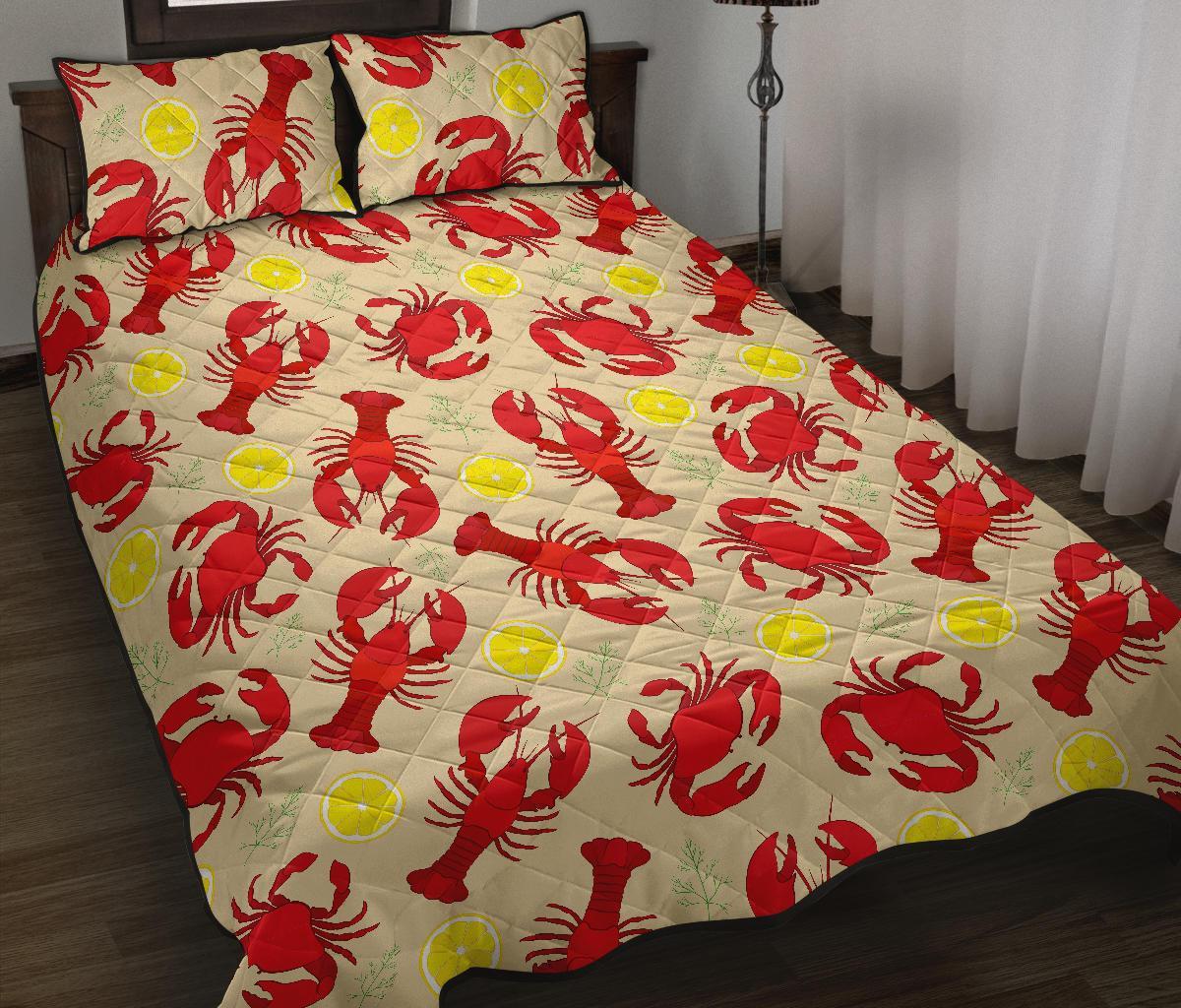 Lobster Crab Pattern Print Bed Set Quilt-grizzshop