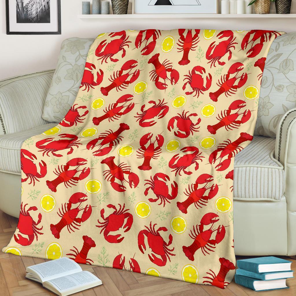 Lobster Crab Pattern Print Blanket-grizzshop