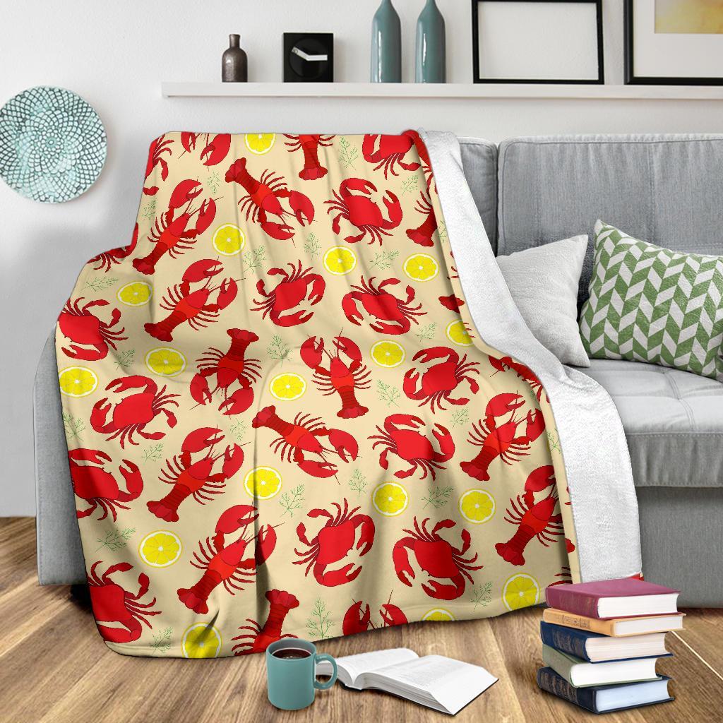 Lobster Crab Pattern Print Blanket-grizzshop