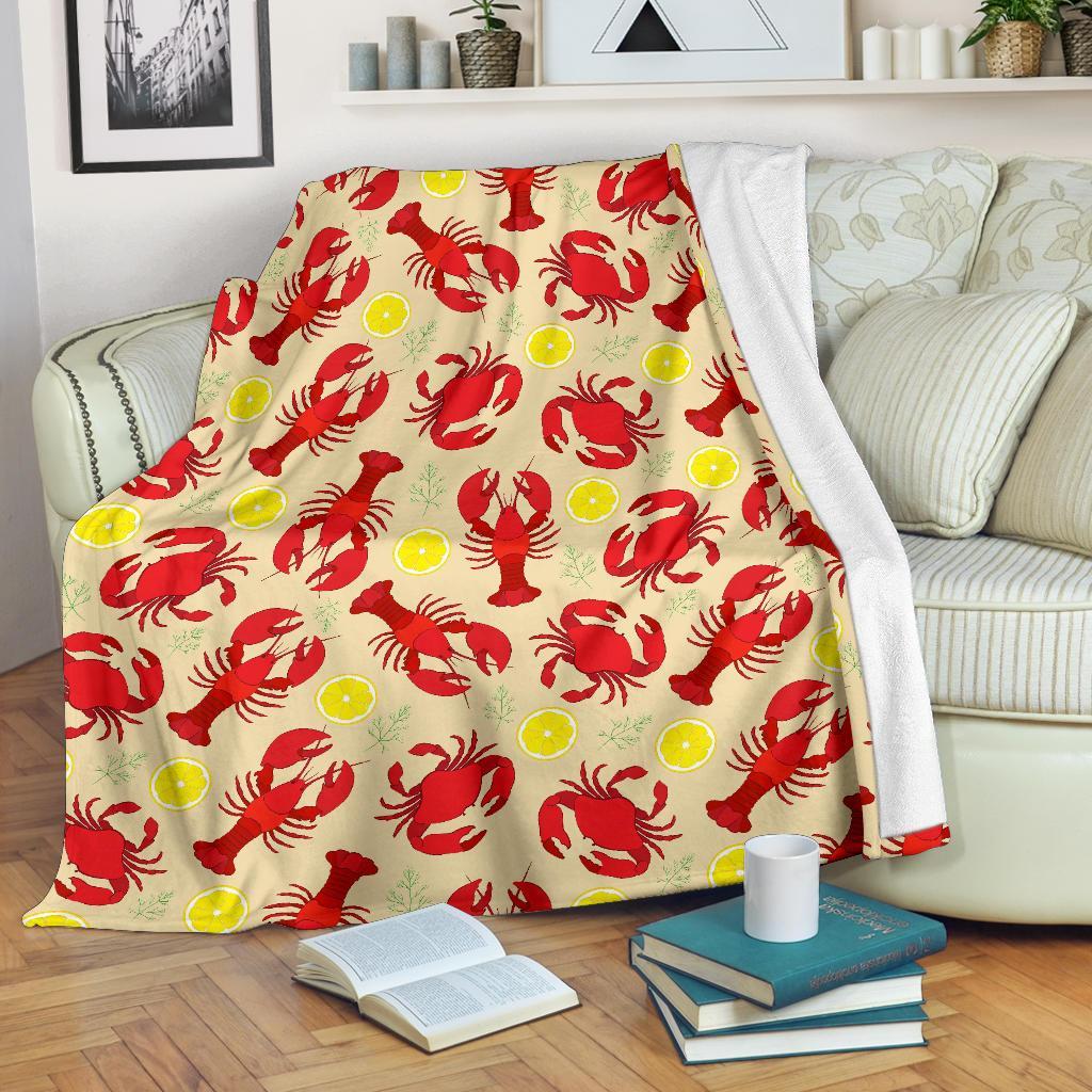 Lobster Crab Pattern Print Blanket-grizzshop