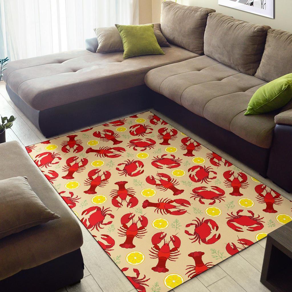 Lobster Crab Pattern Print Floor Mat-grizzshop