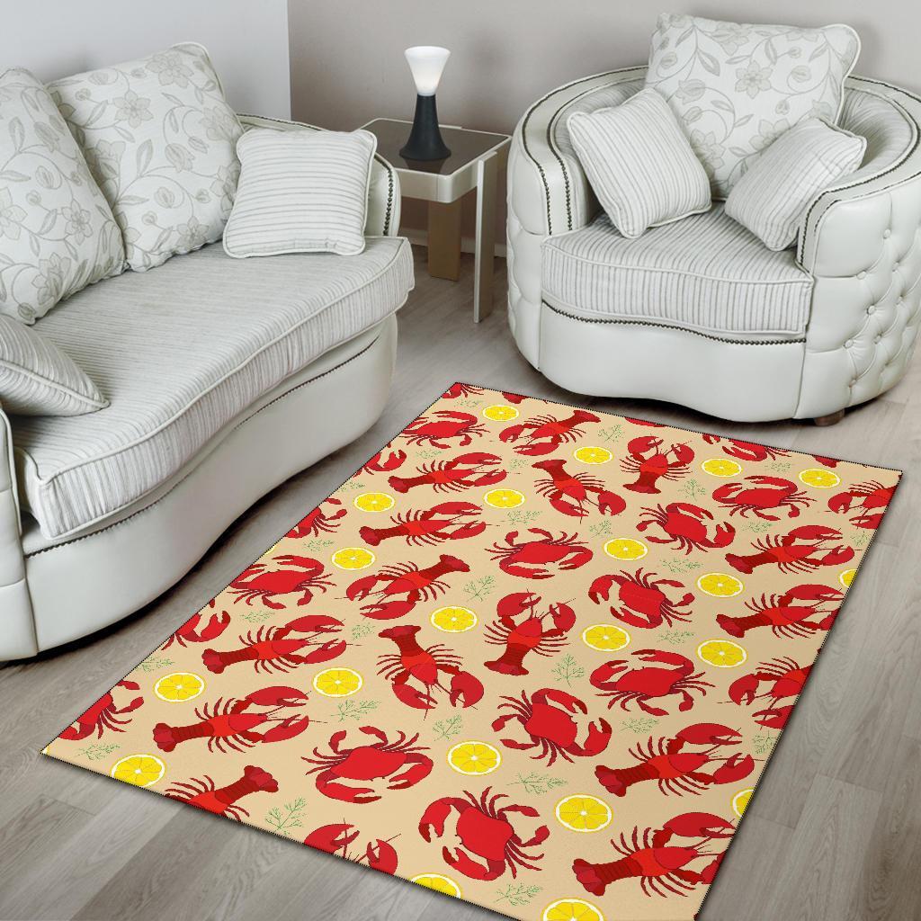 Lobster Crab Pattern Print Floor Mat-grizzshop