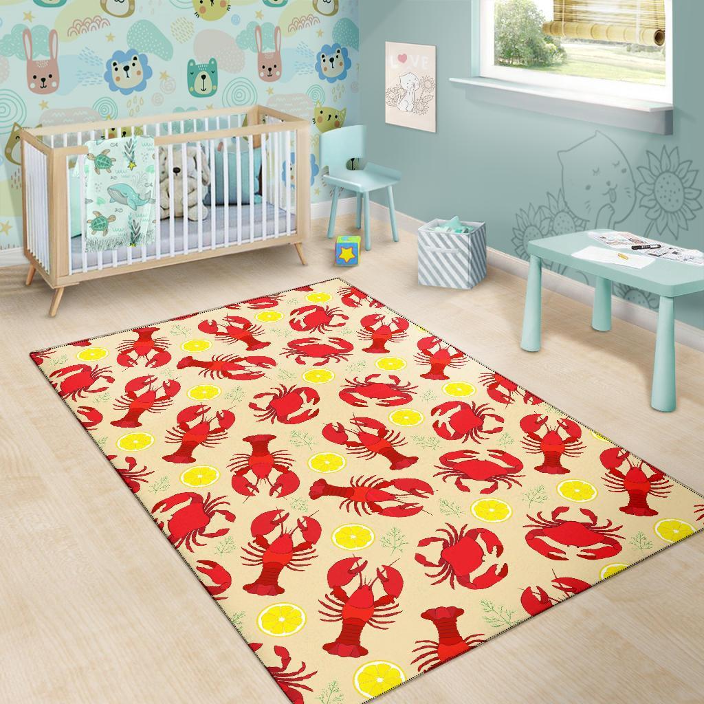 Lobster Crab Pattern Print Floor Mat-grizzshop